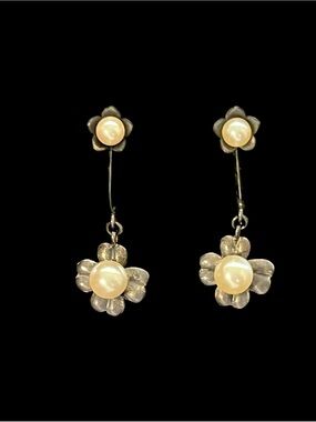 NOS Vintage William Spector Japan Sterling Silver Cultured Pearl Earrings Boxed